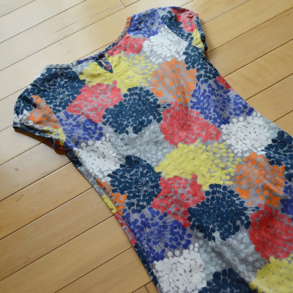 Boden Dress Womens 2R Floral Bold Cap Sleeve Lightweight Blue Yellow Red Orange - Picture 11 of 12